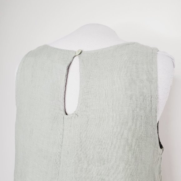 Lungo L'Arno Italy Dress Pure Linen Layered Boho Lagenlook Sage Green L - Picture 8 of 12